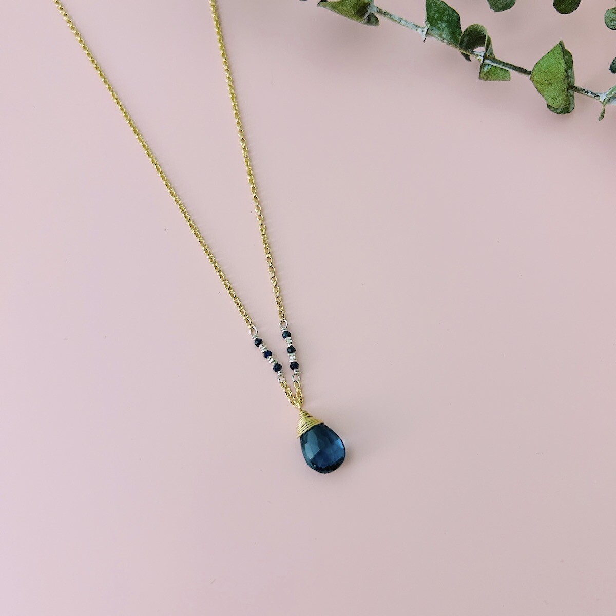 Handmade 14k GF Necklace with London Blue Topaz