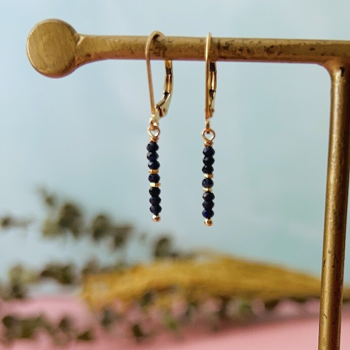 Handmade Goldfill Earrings with 2mm Sapphire Stack