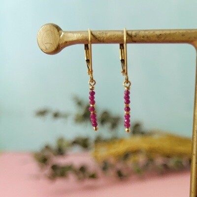 Handmade Earrings with 2mm Pink Ruby 14k GF Stack