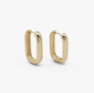 Elongated Huggie Hoop Earrings in Goldfill