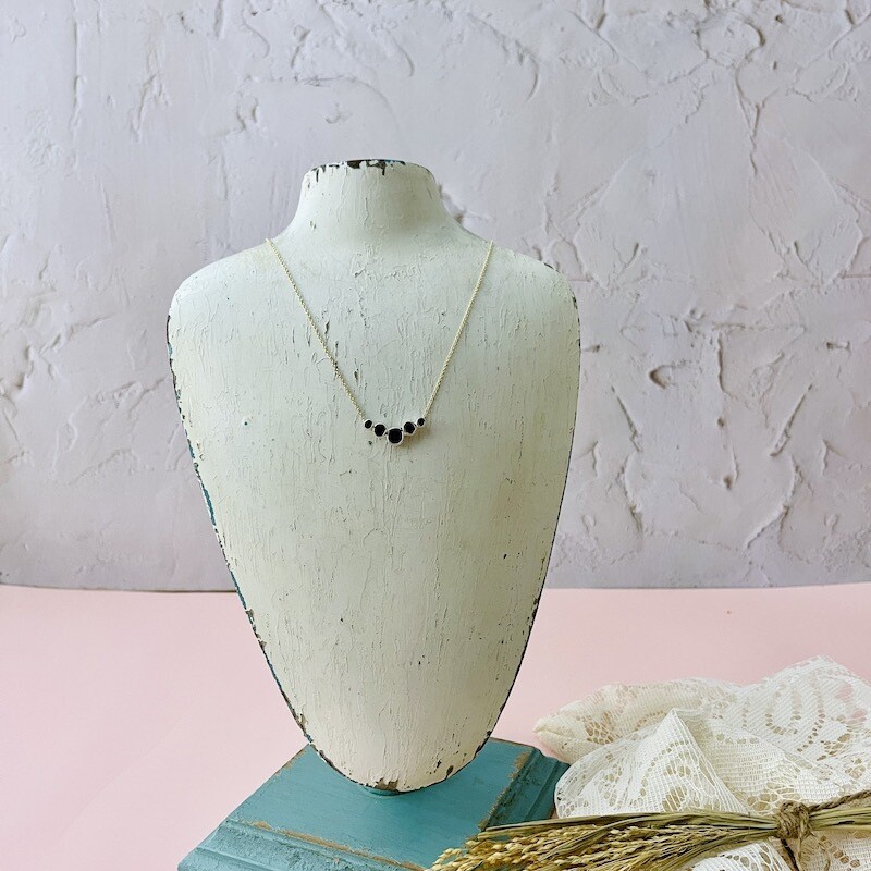 Handmade Necklace with Oxidized Sterling Cups on 14k GF Chain