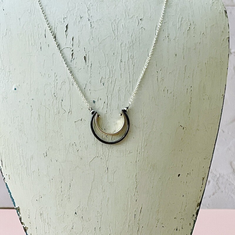 Handmade Necklace with Oxi Silver and 14k GF Horseshoe, 16"