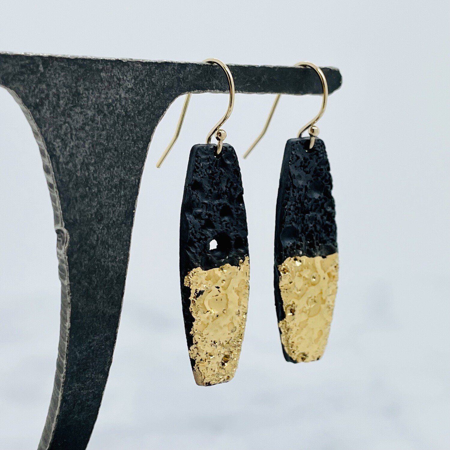 Lava Clay Earrings with Gold Luster, Style: Drop Board