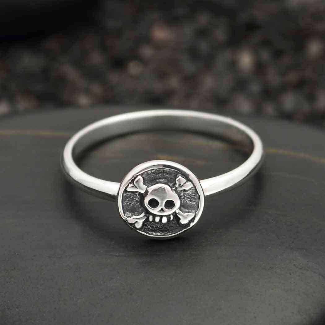 Silver Skull and Crossbones Ring, Size: 5