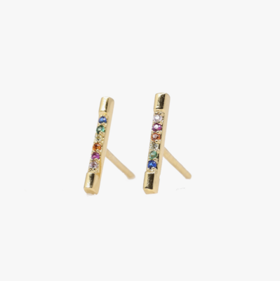 Rainbow Brite Stud Earrings, GP