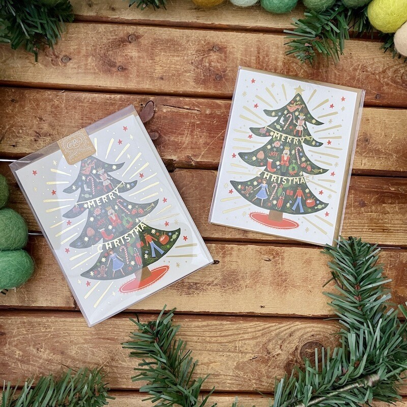 Nutcracker Tree Boxed Set of 8 holiday cards