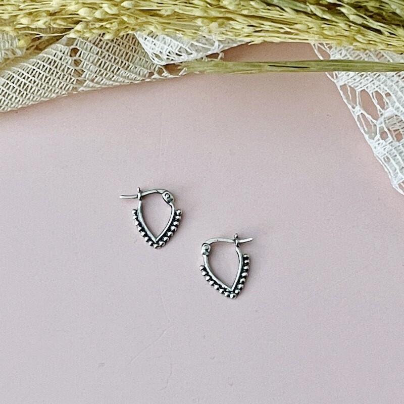 Silver Dotted Triangle Hoop Earrings