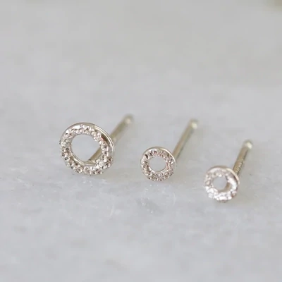 Diamond Dusted Silver Karma Studs