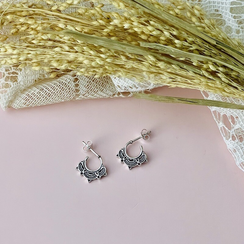 Silver Triple Swoop Hoop Earrings