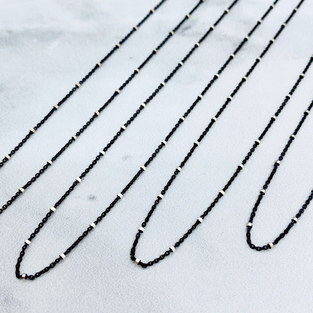 Sterling Silver Oxidized Chain with Silver Stations