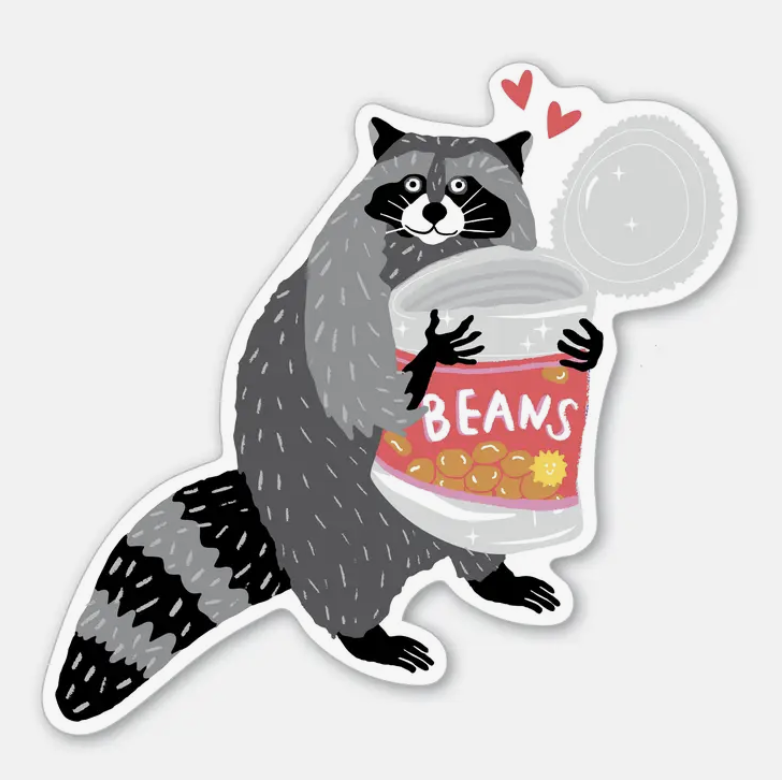 Beans Raccoon Sticker