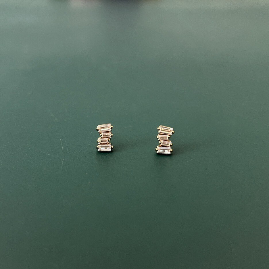 CZ Diamond Cluster Stud Earrings in Goldfill