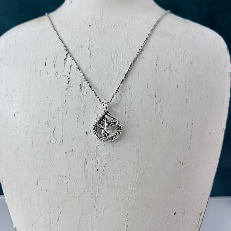 Silver Knotted Snake Pendant Necklace