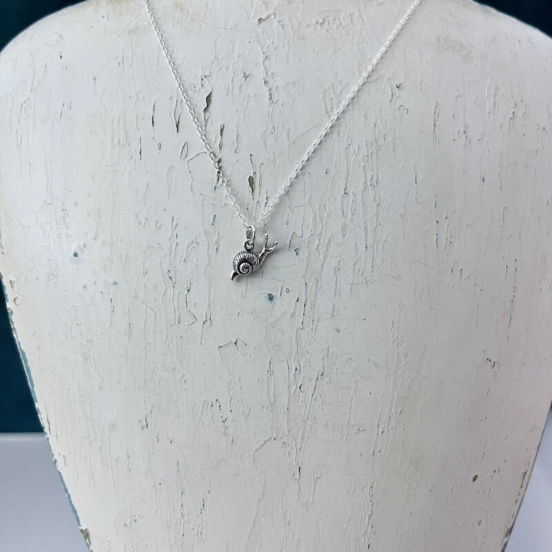 Silver Tiny Snail Necklace, 18"