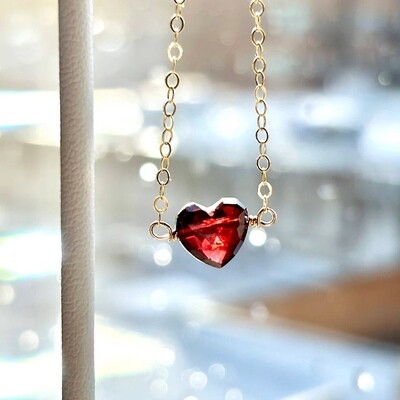 Handmade Garnet Heart Necklace