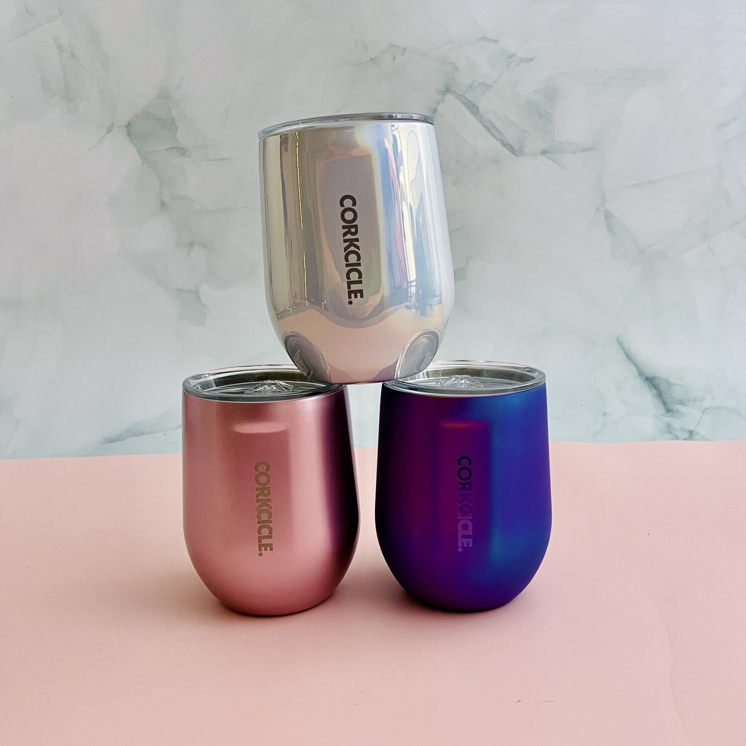 Insulated 12oz Stemless Cup, Color: Rosé Metallic