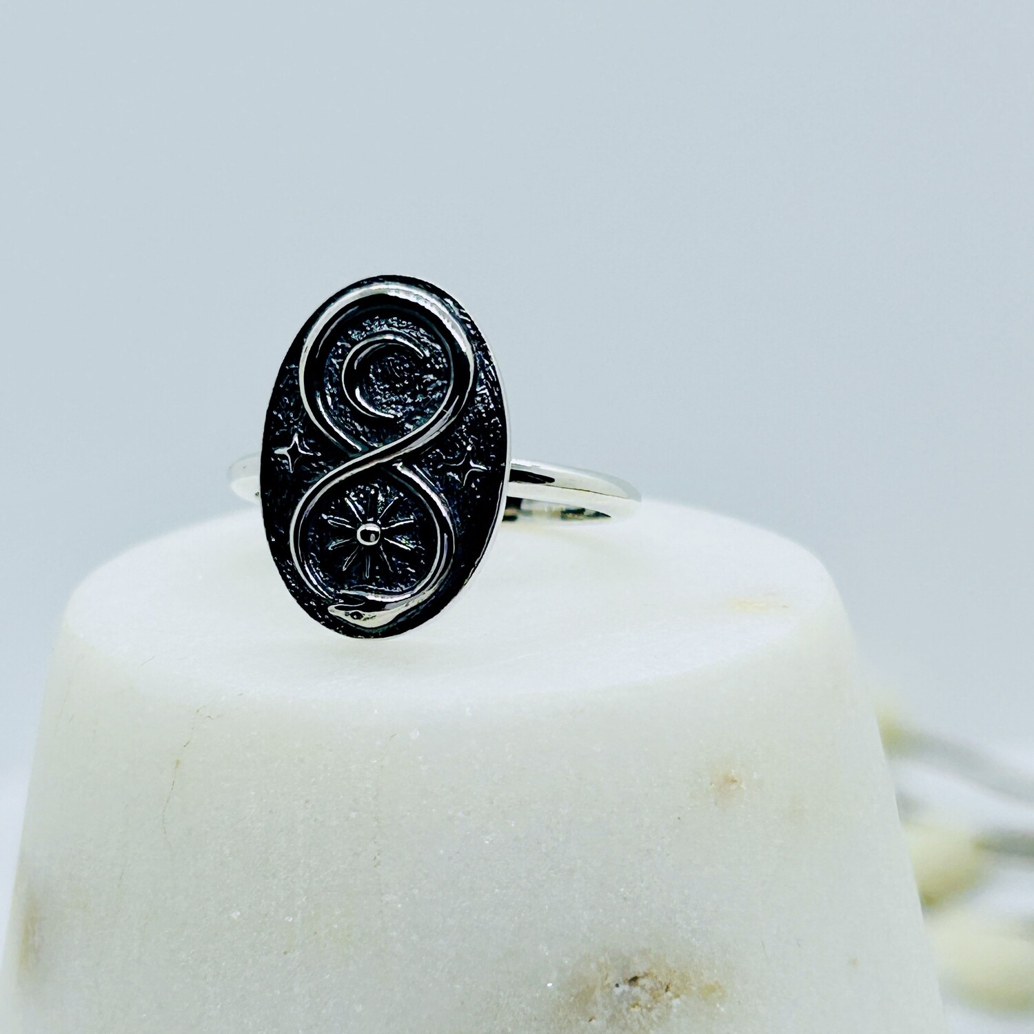 Silver Infinity Snake Ring, Size: 5