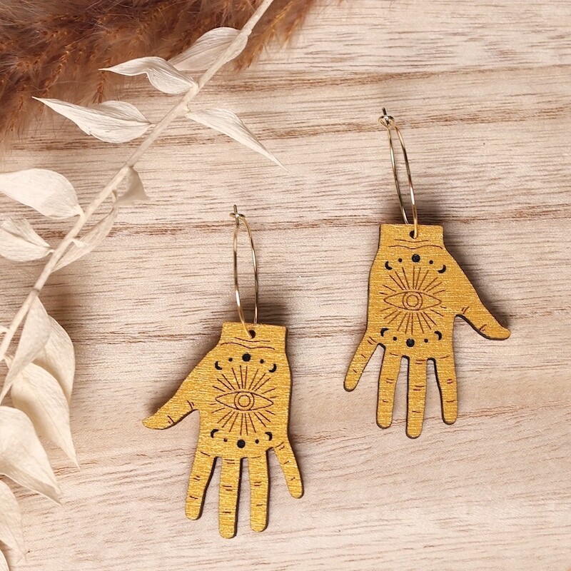 Tarot Hands Hoop Earrings by Le Chic Miami