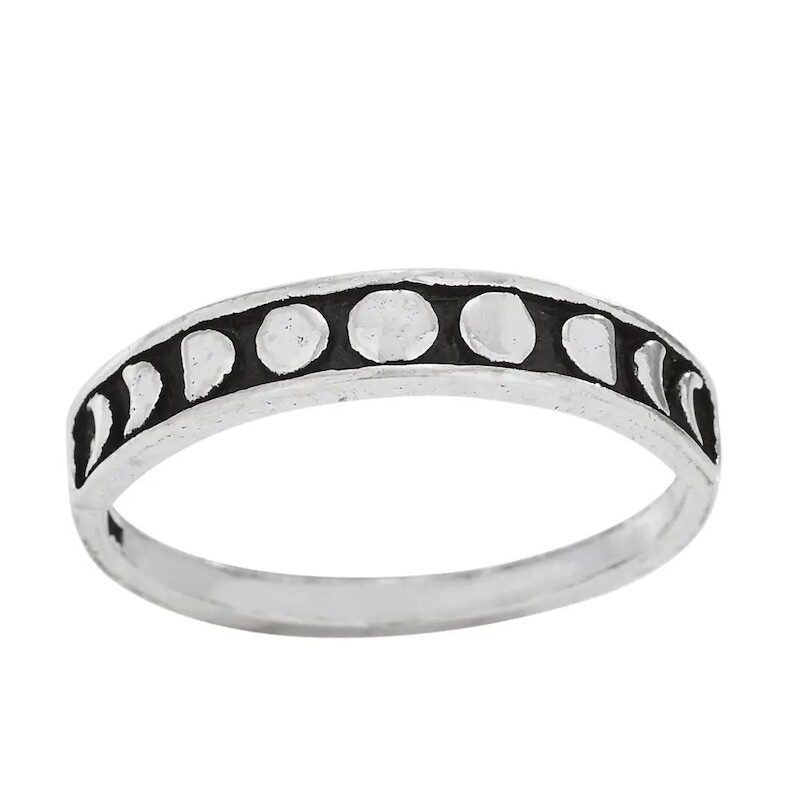 Silver Moon Phases Medallion Ring