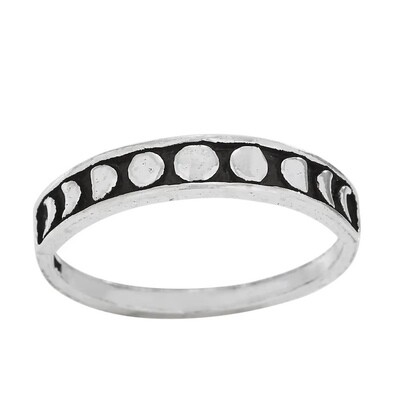 Silver Moon Phases Medallion Ring