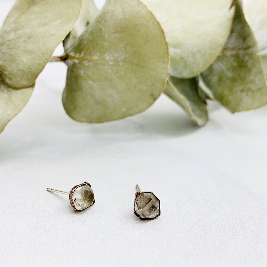 Raw Herkimer Diamond Stud Earrings