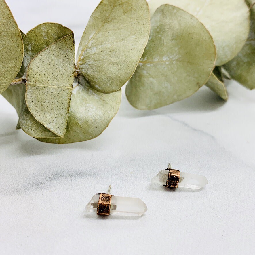 Raw Crystal Quartz Point Earrings