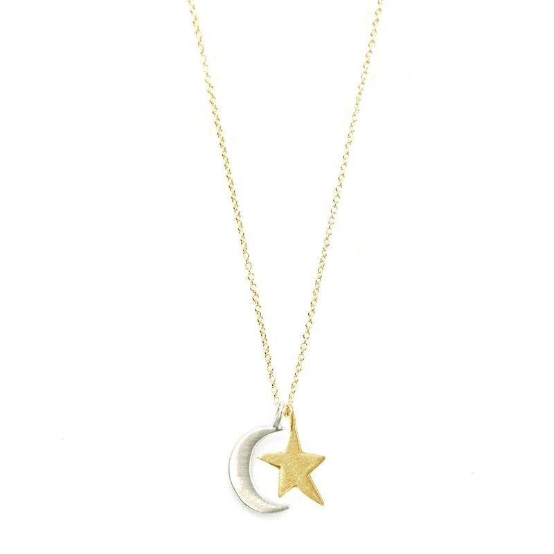 Handmade Star &amp; Moon GF &amp; SS Necklace