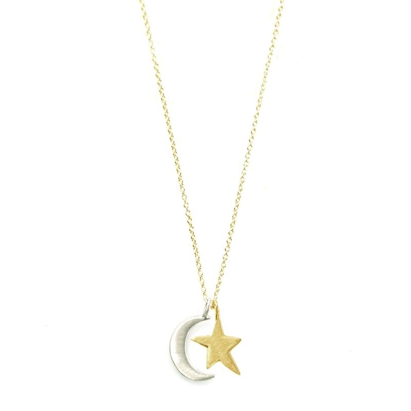 Handmade Star &amp; Moon GF &amp; SS Necklace