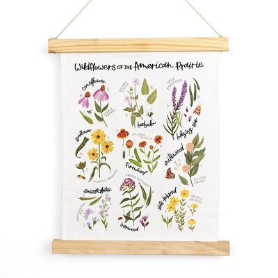 Wildflower Botanicals Canvas Tapestry w/ Wooden Rails