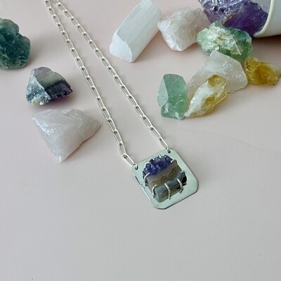 Handmade Silver Necklace with prong set amethyst