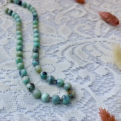 Handmade Variscite Necklace with custom faceted silver clasp