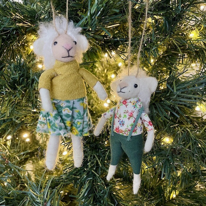 Wool Felt Lamb in Outfit Ornament, Style: Skirt