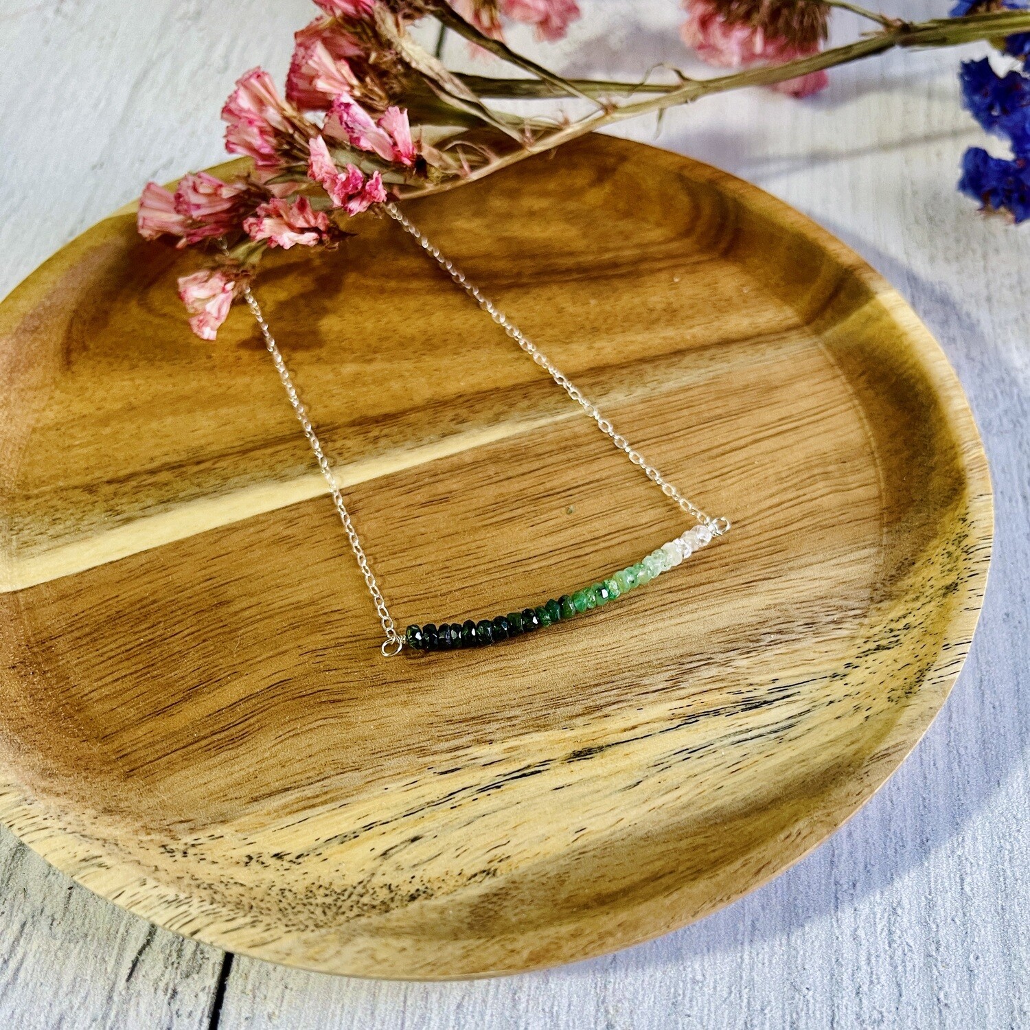 Handmade Emerald Ombre Necklace, Style: SS