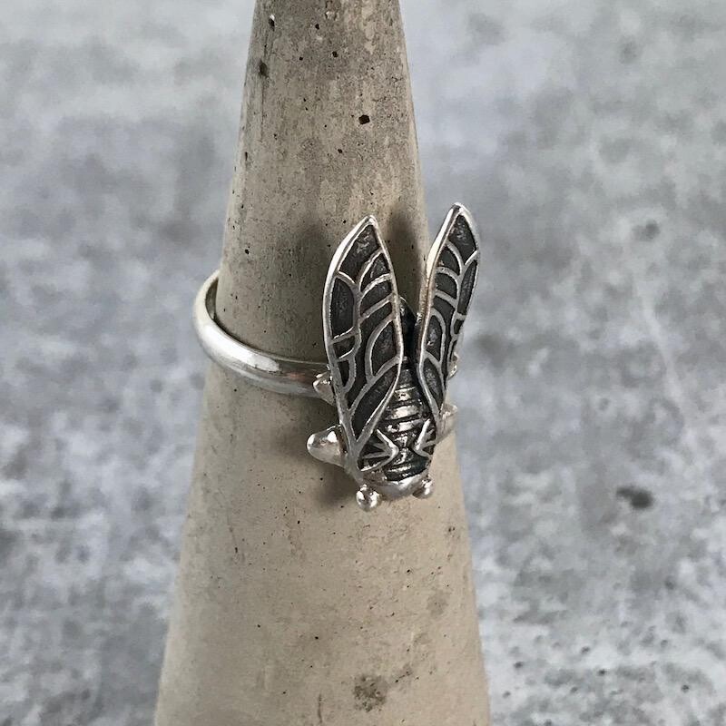 Sterling Silver Cicada Ring, Size: 6