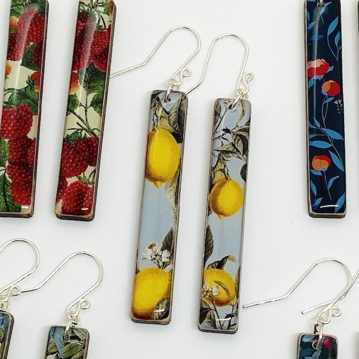 Long Bar Paper + Wood Earrings,, Style: Vintage Lemon