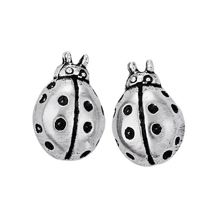 Silver Ladybug Stud Earrings