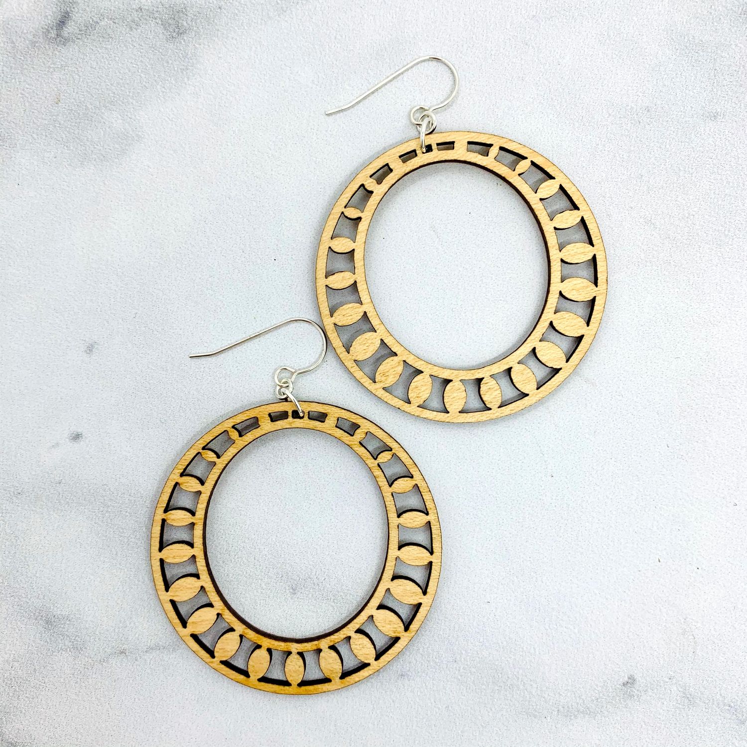 Sundrop Lasercut Wood Earrings, Color: Blonde Wood