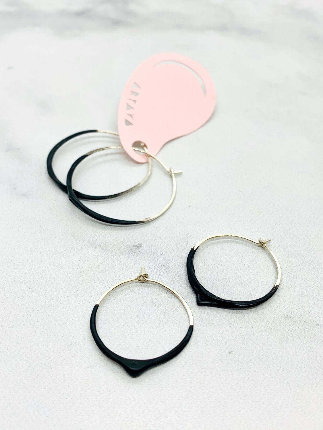 Drip Hoop Earrings, Color: Black, Size: Small - 7/8