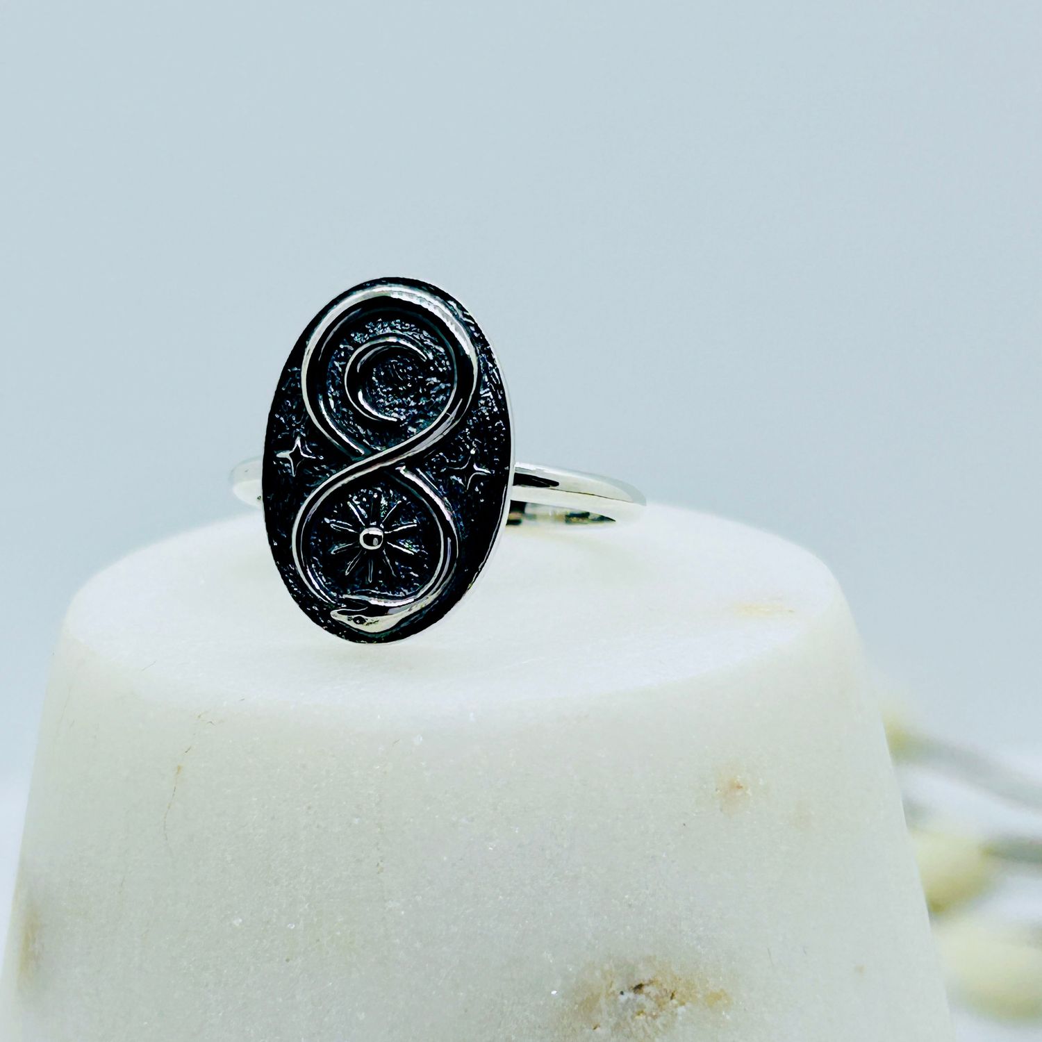 Silver Infinity Snake Ring, Size: 5