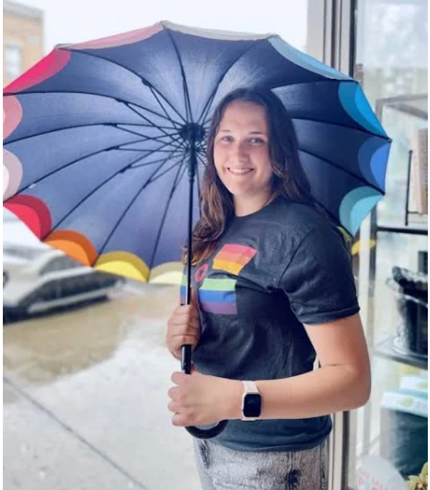 Rainbow Indy Flag Tee, Color: Navy Heather, Size: SM