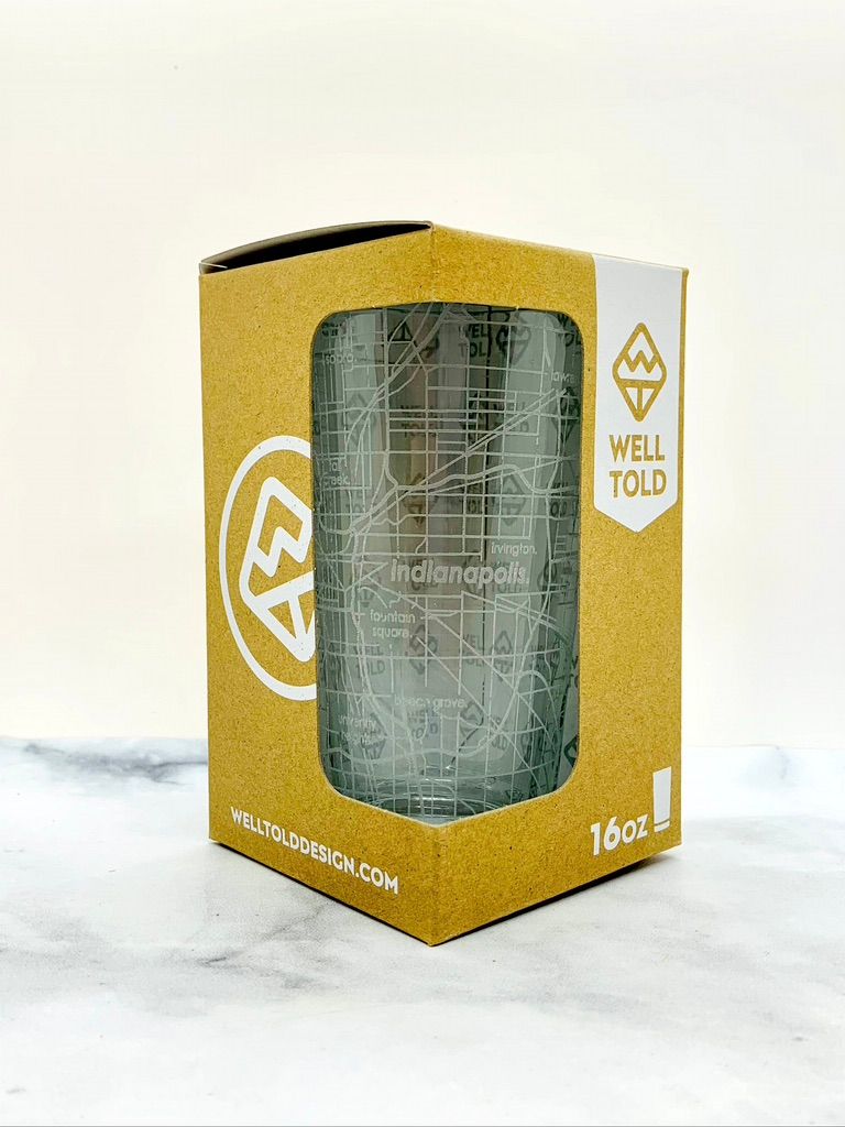 Indianapolis Map Glassware, Style: Pint