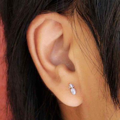 Silver Pineapple Stud Earrings