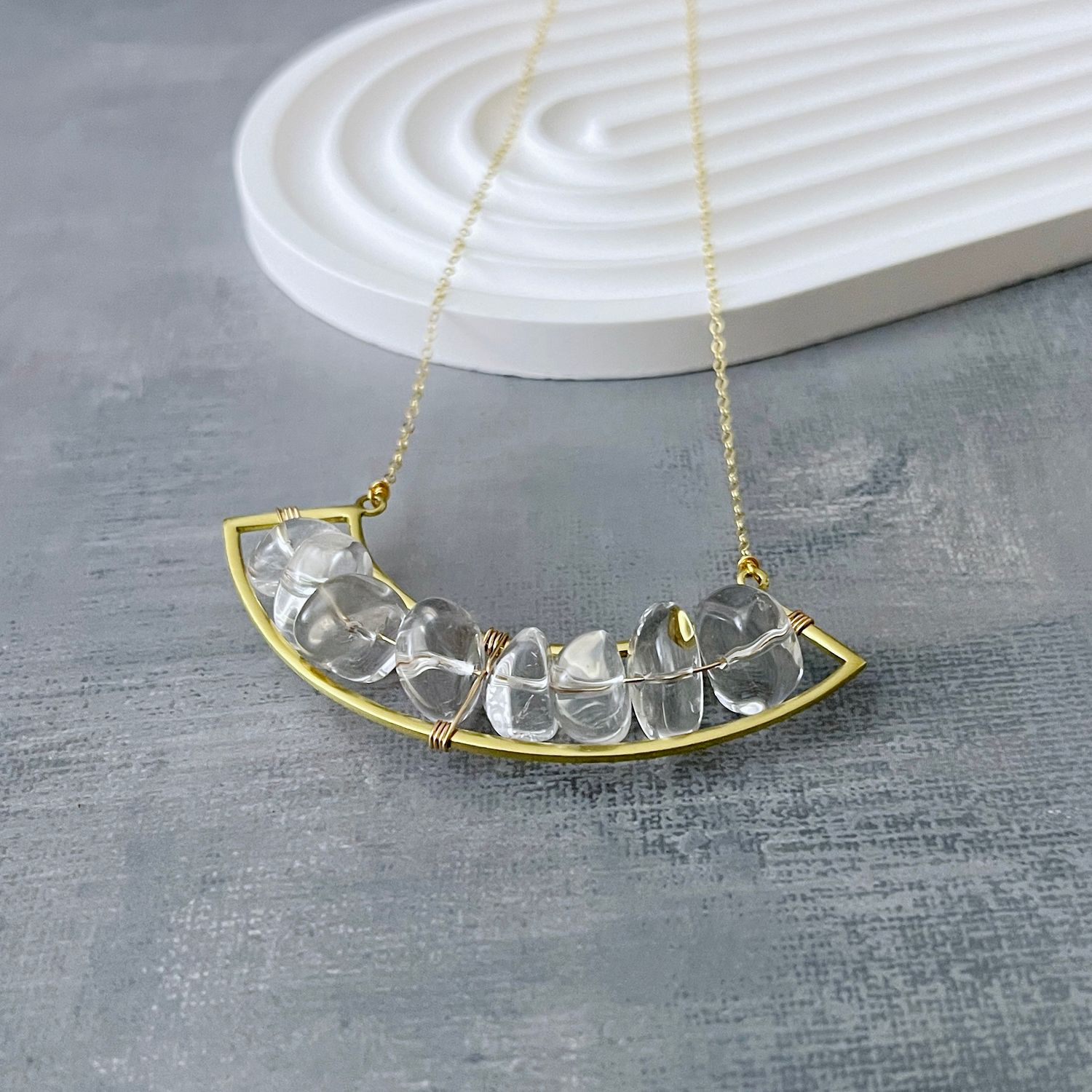 Boho Quartz &amp; GP Statement Necklace on 20&quot; GF Chain