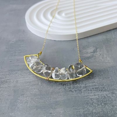 Boho Quartz &amp; GP Statement Necklace on 20&quot; GF Chain