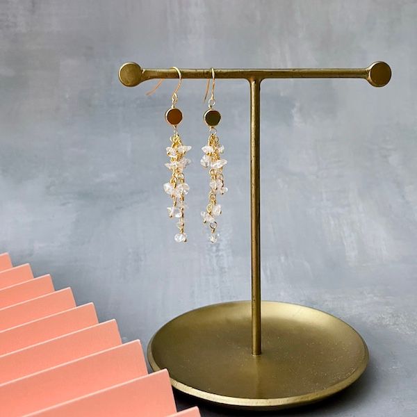 Crystal Chip Cluster Dangle Earrings