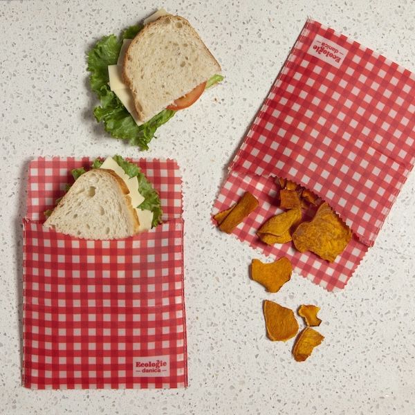 Bee&#39;s Wax Wraps 2 Sandwich Bags Gingham Dot