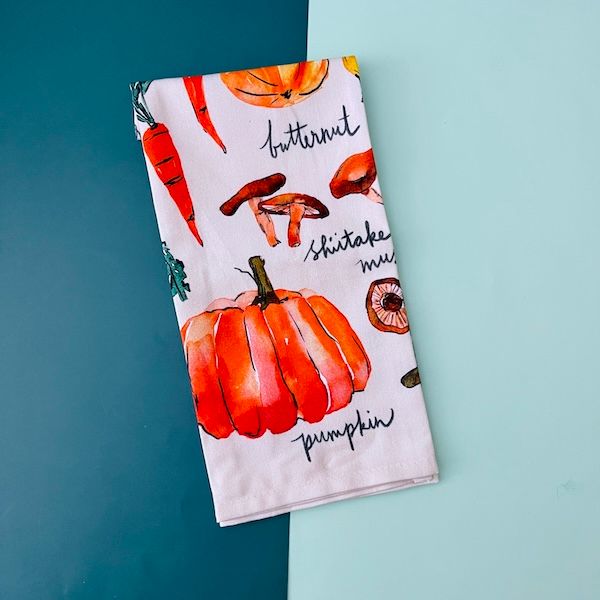 Veggie Stand Printed Cotton Dishtowel