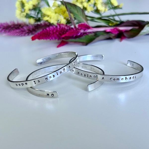 Hope Is Making A Comeback - Handstamped Silver Cuff Bracelet with Michelle Obama Quote