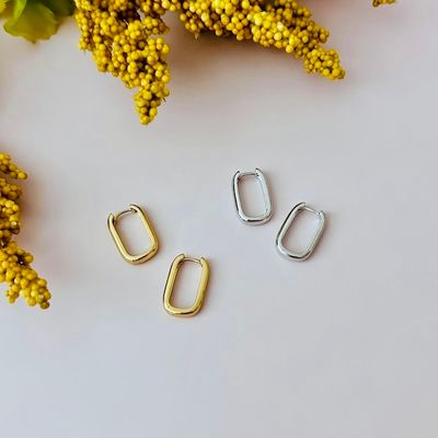 Elongated Huggie Hoop Earrings