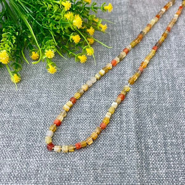 Handmade Necklace with knotted square fire opal